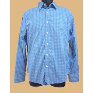Untuckit Men's Medium Slim Fit Button-Down Shirt Blue & Pink Plaid Nylon/Elastan